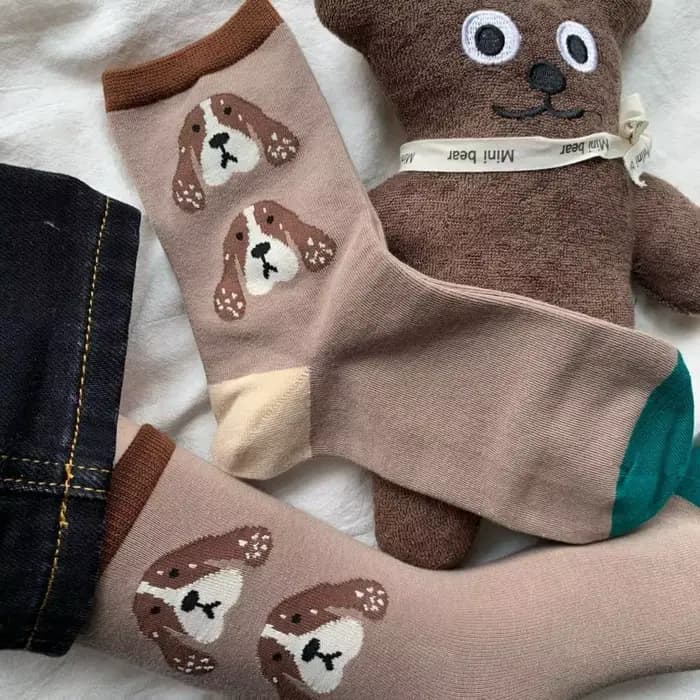 Chaussettes pour femmes en coton, mignonnes et décontractées, imprimées de dessins animés (chien, chat, tigre), courtes, mi-mollet, style streetwear, Calcetines Mujer