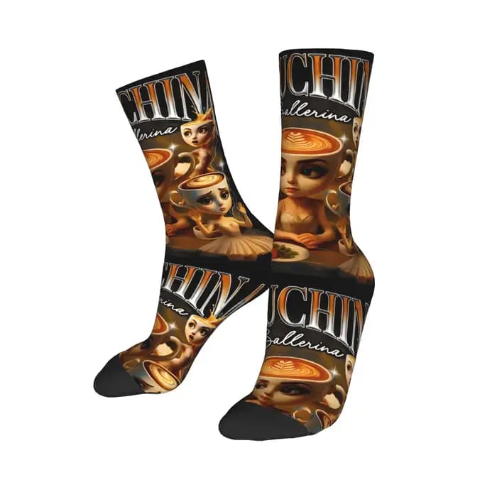 Chaussettes personnalisées italiennes Brainrot pour hommes et femmes, chaussettes chaudes à la mode, nouveauté Tung Crew