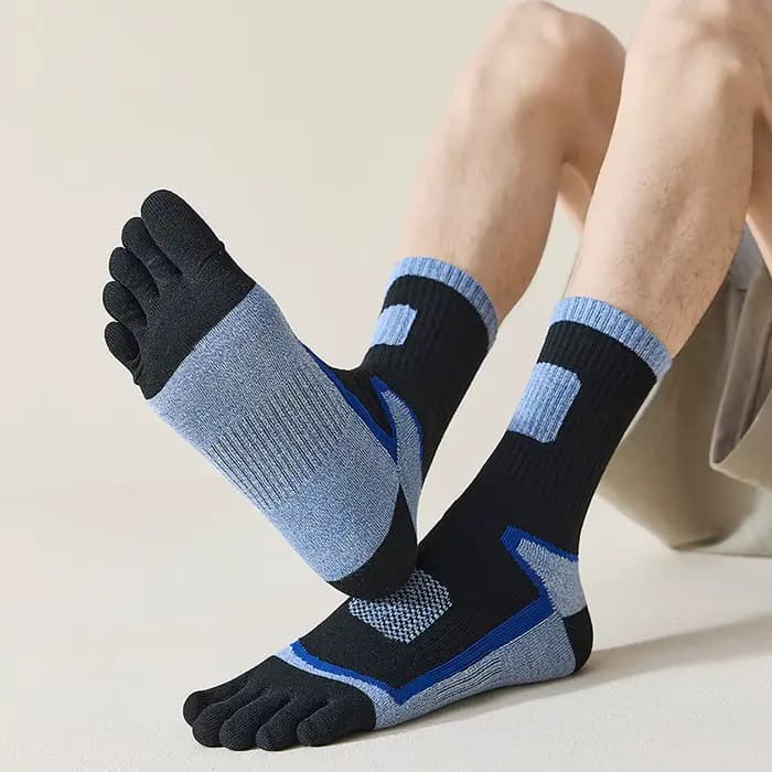 1 Paire de Chaussettes Athlétiques Mi-Mollet à Cinq Doigts pour Hommes et Femmes