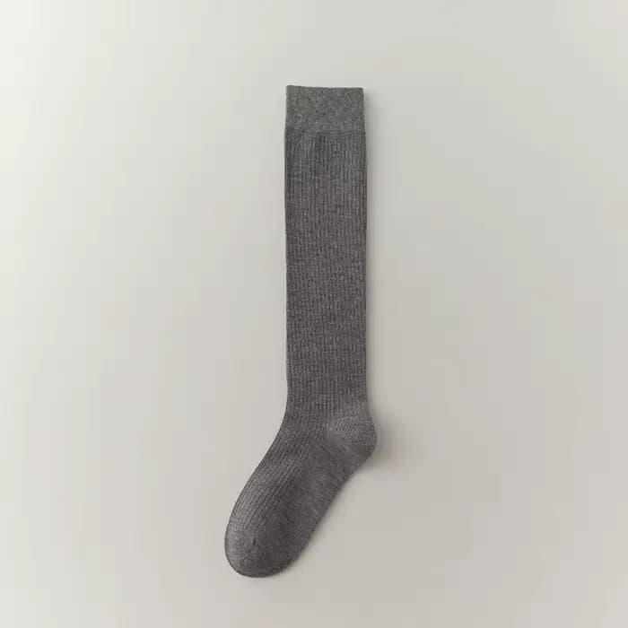 Chaussettes hautes en laine rayées pour femmes, chaussettes coréennes blanches et rouges désossées,