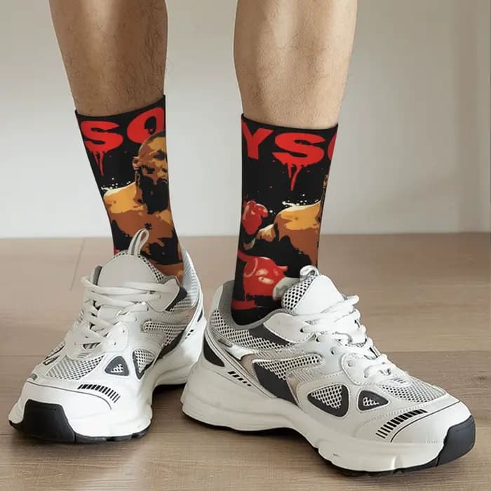 Mike Tyson Boxe Rétro Chaussettes Unisexes, Randonnée Happy 3D Printing Chaussettes, Street Style Elin Chaussettes, RNCan