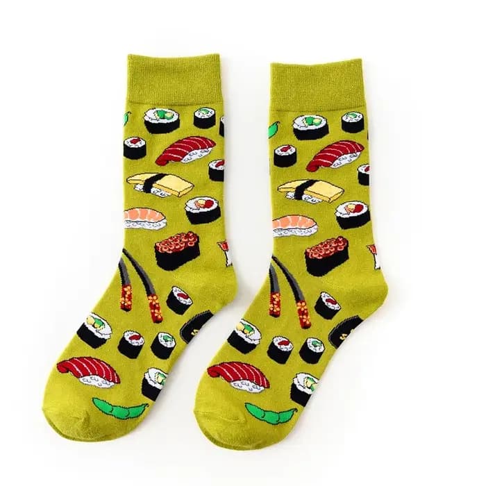 Nouveautés femmes chaussettes unisexe printemps automne dessin animé avocat Burger Sushi fruits de mer chaussette