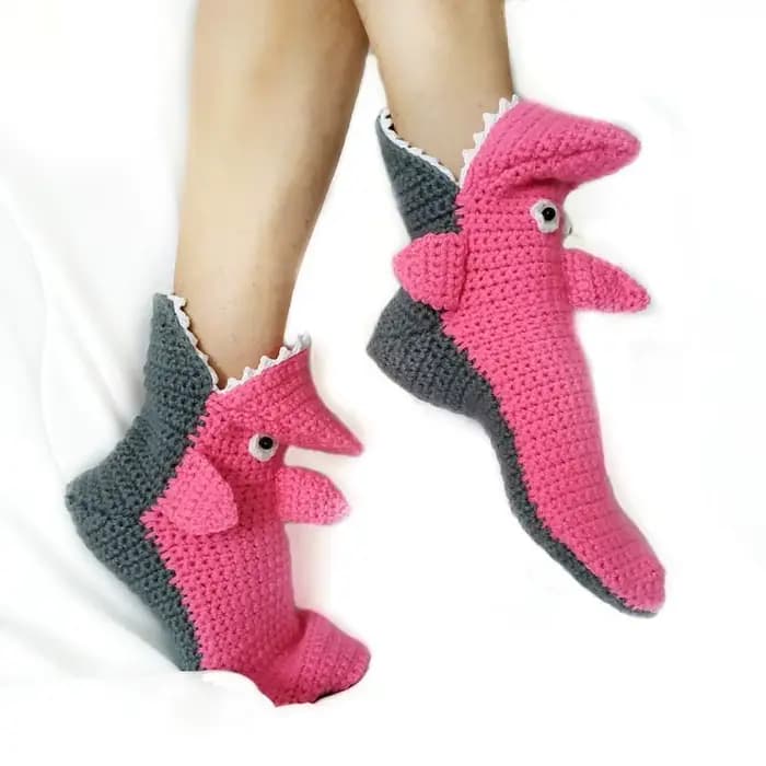 Chaussettes tricotées animaux drôles pour femmes hommes enfants Crocodile manger pied