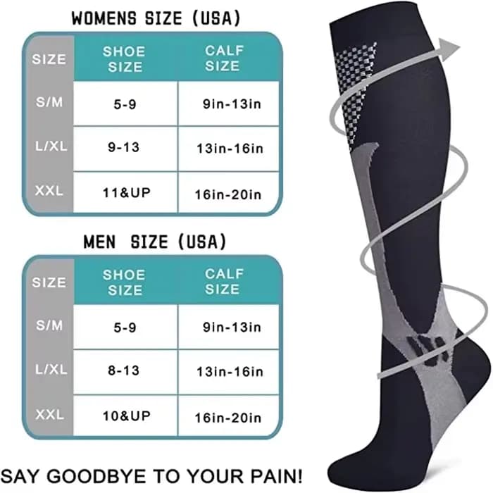 Chaussettes de Compression noires pour hommes et femmes