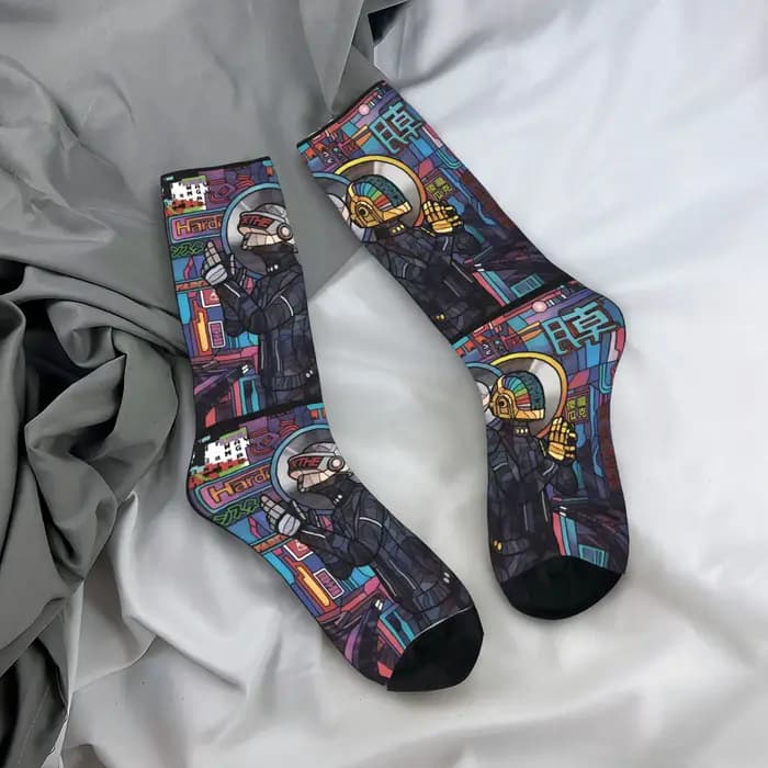 Daft Punk Rock Band chaussettes automne bas coréen femmes hommes moyen doux