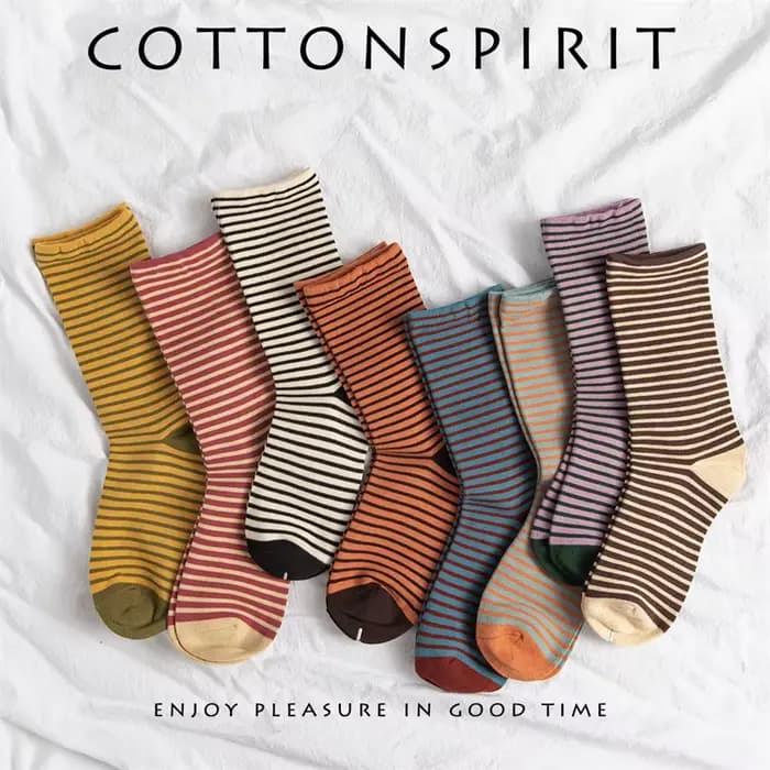 Chaussettes françaises Vintage en coton rayé pour femmes, mode décontractée, confortables, automne hiver, Style collège, cadeaux Soxs