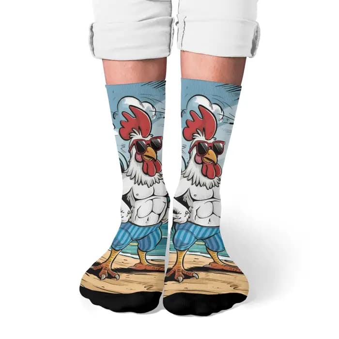 Chaussettes pour hommes de dessin animé de coq drôle style Harajuku nouveauté rue hip-hop tendance