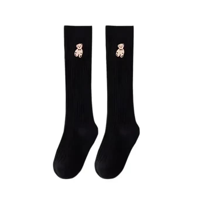 1 paire de chaussettes mignonnes pour enfants, joli ours de dessin animé, chaussettes hautes aux genoux pour petites filles, printemps automne, chaussettes fines en coton pour enfants