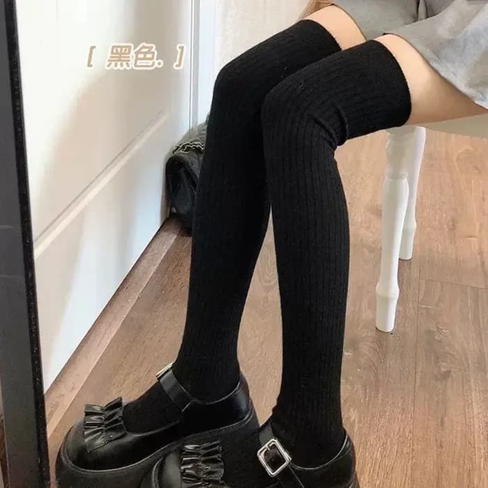 Femmes laine douce longues chaussettes automne hiver cachemire solide tricoté bas maigre décontracté genou haute