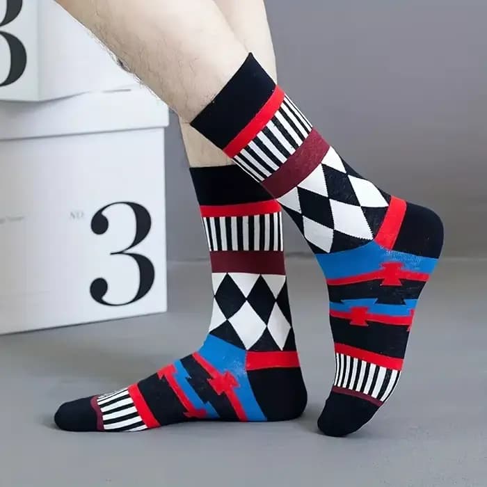 5 paires de chaussettes pour hommes à motifs d'animaux alimentaires