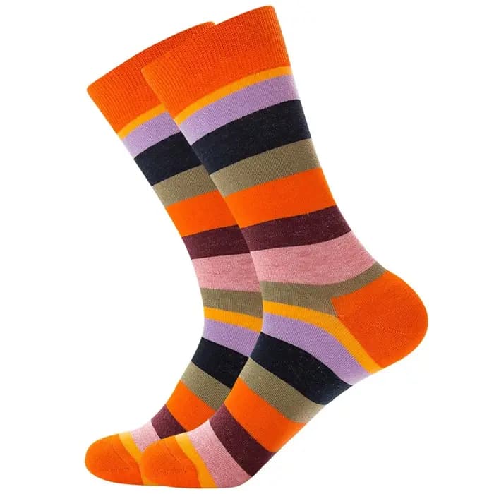 Chaussettes amusantes de skateboard de rue multicolores rayées pour hommes et femmes