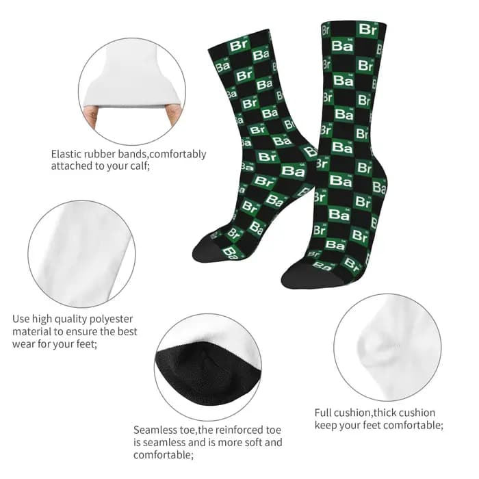Chaussettes personnalisées Kawaii Breaking Bad Elements pour hommes et femmes