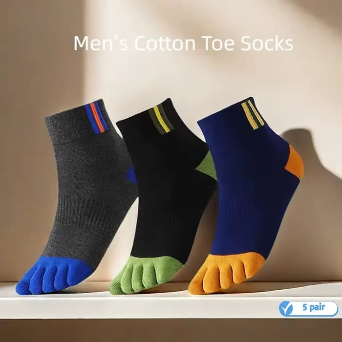 5 paires de chaussettes décontractées en coton à cinq orteils pour hommes, chaussettes de sport respirantes à cinq orteils, chaussettes à bout fendu de haute qualité pour hommes