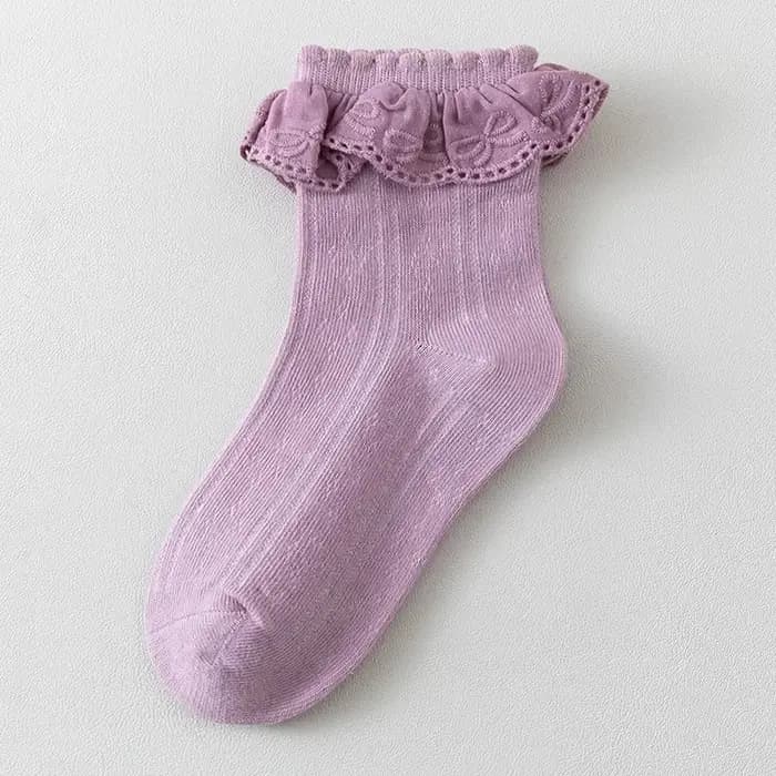 Enfants filles mignon blanc Princsee avec volants dentelle chaussette pour bébé printemps automne coton froufrous danse enfant en bas âge bas courts cheville bas