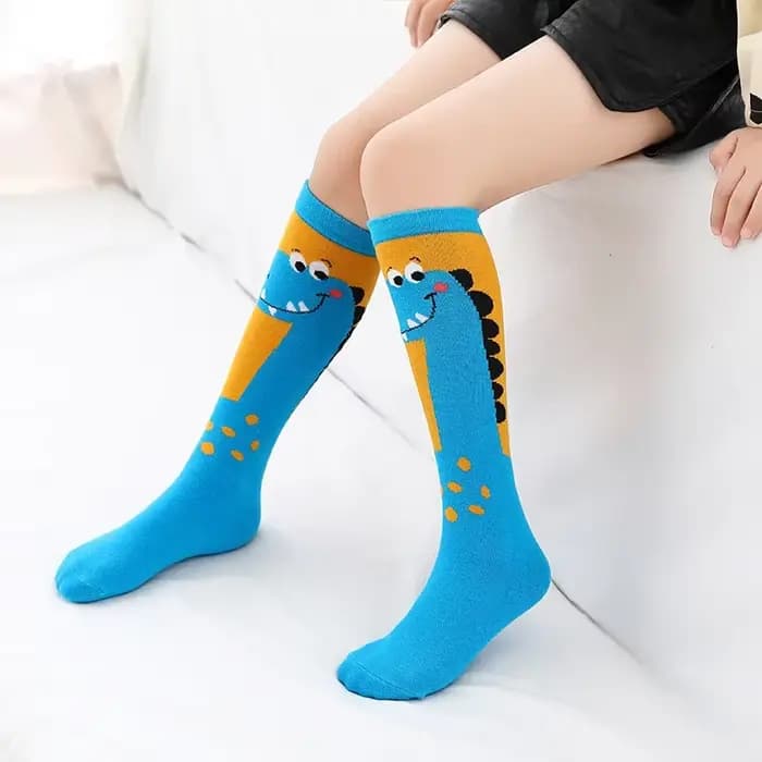 Chaussettes longues imprimées d'animaux pour enfants, bas droits, hauteur genou, dessin animé dinosaure, fille, nouveau
