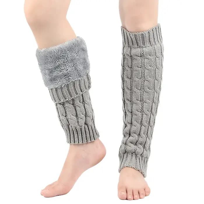 Collants thermiques jusqu'aux genoux pour femmes, chauffe-hiver doublés en polaire avec semelle antidérapante, coupe côtelée, pour le bureau et les temps froid décontracté