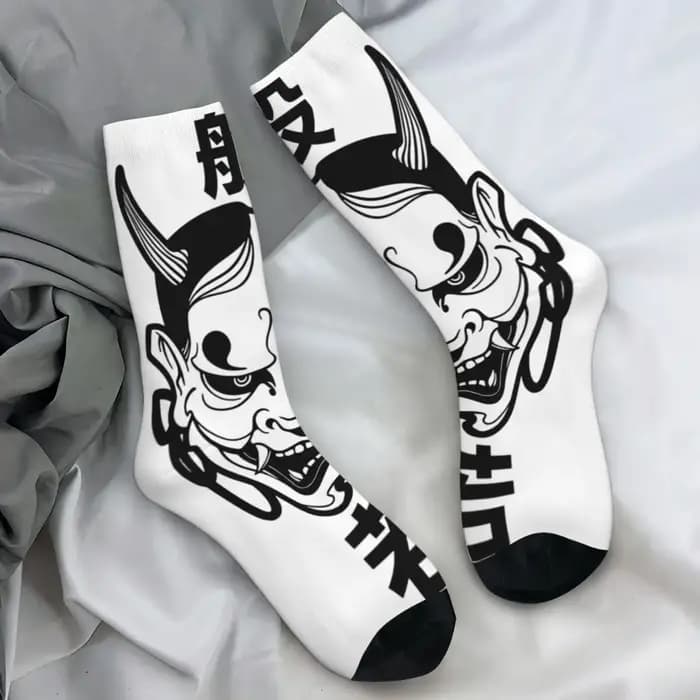 Chaussettes pour hommes Hannya masque bas hiver élégant moyen doux