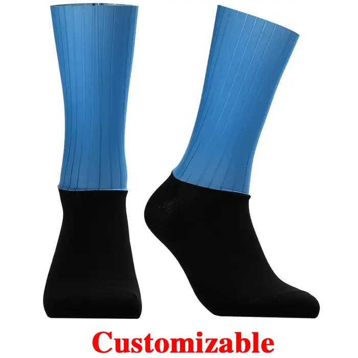 Chaussettes de cyclisme aérodynamiques personnalisables d'été anti-dérapantes en silicone pour hommes