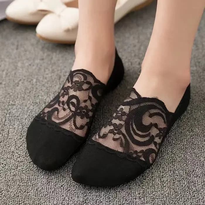 Nouvelles femmes chaussettes pantoufles anti-dérapant respirant mignon dentelle