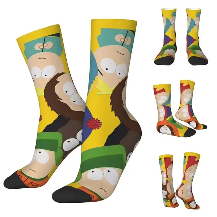 Chaussettes Happy unisexes en polyester imprimé 3D