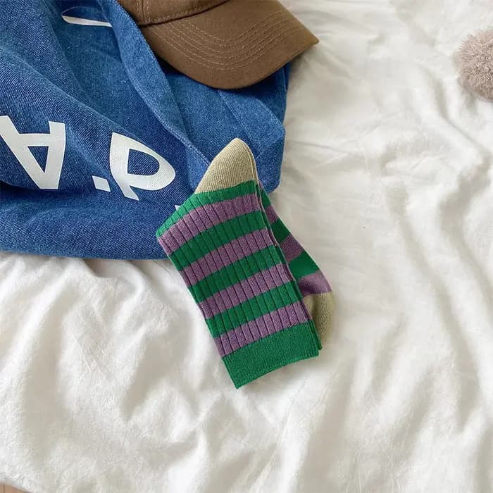 Chaussettes pour femmes, style coréen Harajuku, automne, printemps, hiver, sport de rue, rayures en coton, chaussettes mi-tube décontractées pour skateboard, cadeau pour filles