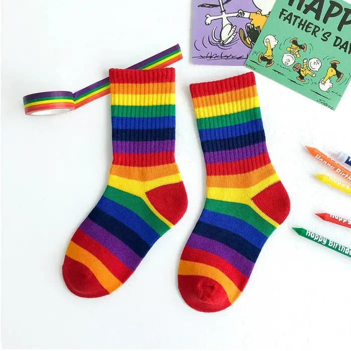 Chaussettes hautes arc-en-ciel pour enfants