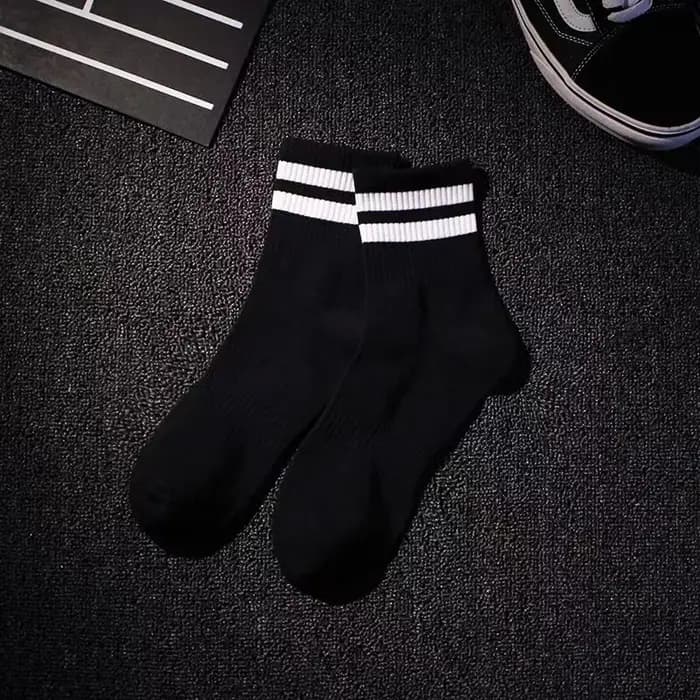 Vintage deux rayures sport coton hommes cheville chaussettes Streetwear Skate Hiphop athlétique blanc noir Shcool concepteur Punk garçon