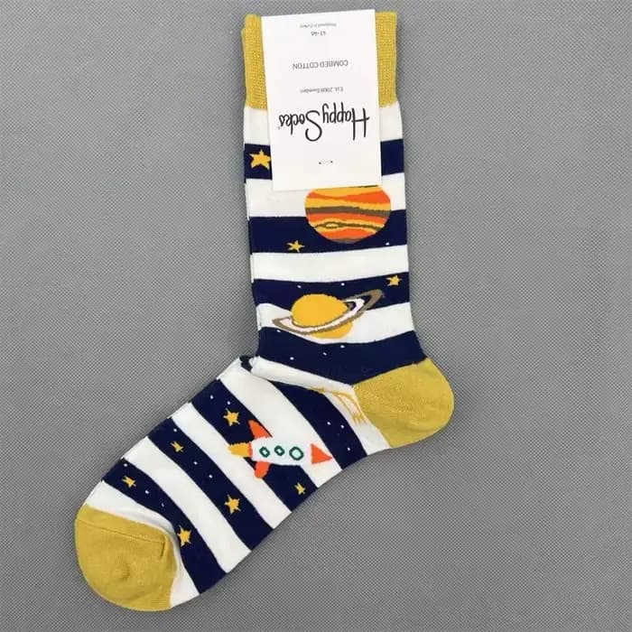 HAPPY SOCKS pour hommes à motifs de diamants Chaussettes mi-mollet évacuant l'humidité en pur coton toutes saisons TAILLE 41-46