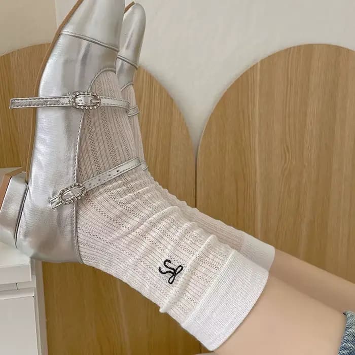 1/5 paires de chaussettes grises à nœud papillon pour femmes