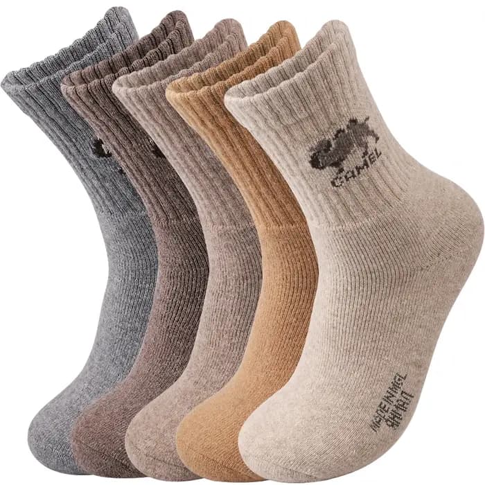 5 paires de chaussettes épaisses imprimé chameau pour hommes