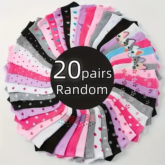 10/15/20/30/40 paires de chaussettes imprimées cœur