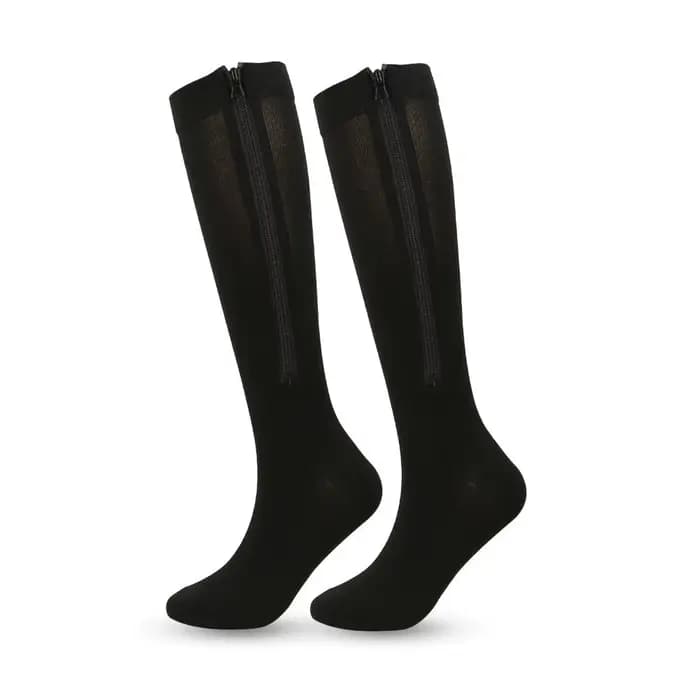 Chaussettes de compression à rayures rétro, respirantes, douces, avec fermeture éclair, élastiques,