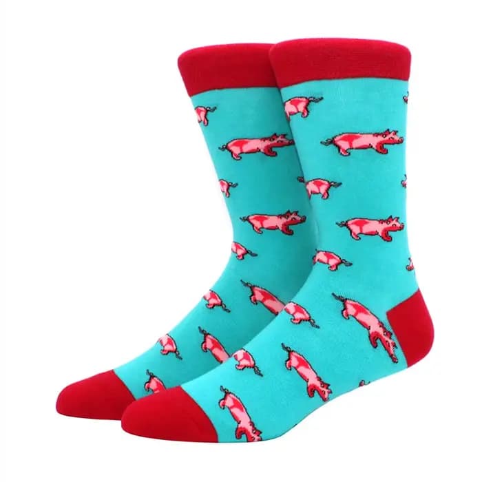 Hommes heureux amusant chaussettes impression art mignon printemps animal