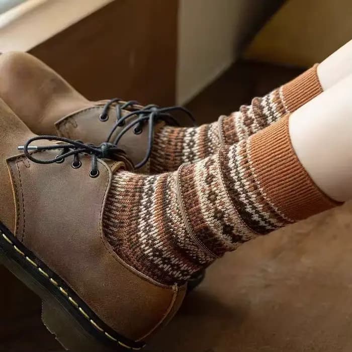 Chaussettes en laine à motif tricoté athlétique pour femmes