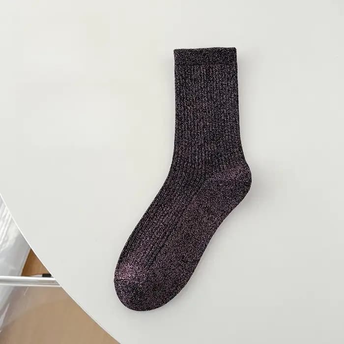 Couleur japonaise luxe Lurex fil métallique paillettes scintillantes équipage chaussettes brillant noir violet Klein bleu mignon Kawaii cadeau concepteur