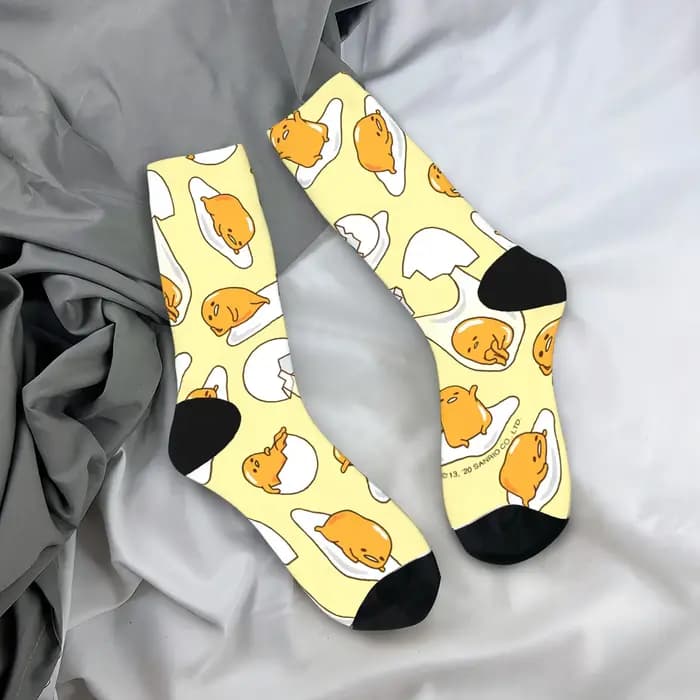 Chaussettes Gudetamas mignonnes, bas coréens pour hommes, chaussettes de sport chaudes et douces, Design d'hiver, antidérapantes