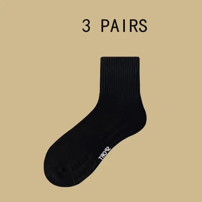 3 paires de chaussettes de sport mi-longues à semelles en serviette pour toutes saisons