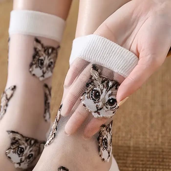 Femmes Transparent mignon chat chaussettes Kawaii dames mode japonaise coréenne