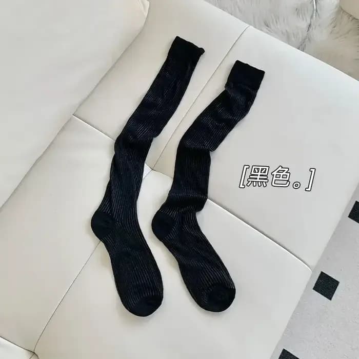 Femmes fines longues chaussettes botte solide cuisse bas maigre décontracté coton sur genou-haut moelleux femme longue