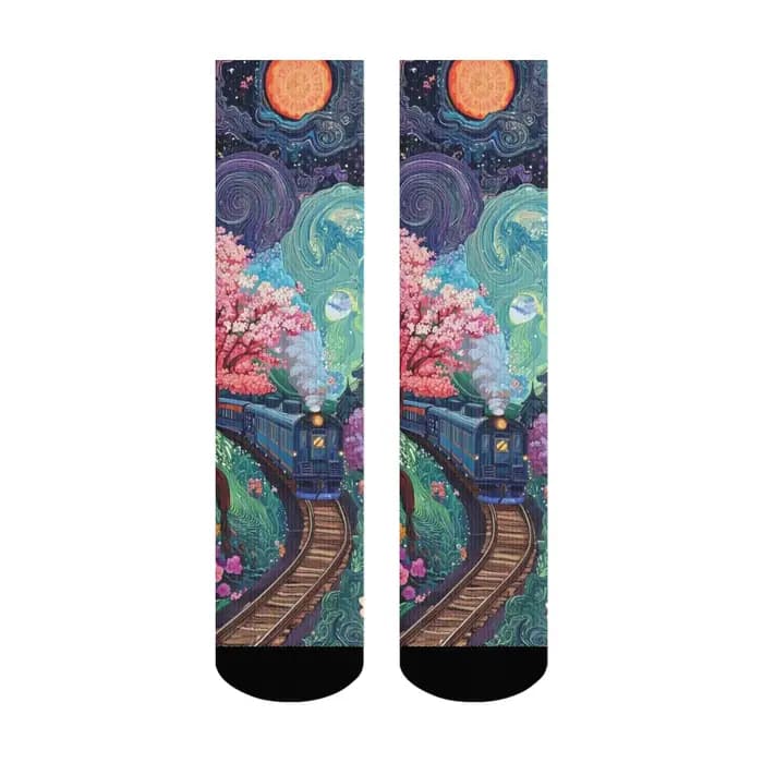 Fantaisie Floral Train hommes chaussettes Harajuku Style rétro décontracté mode sport