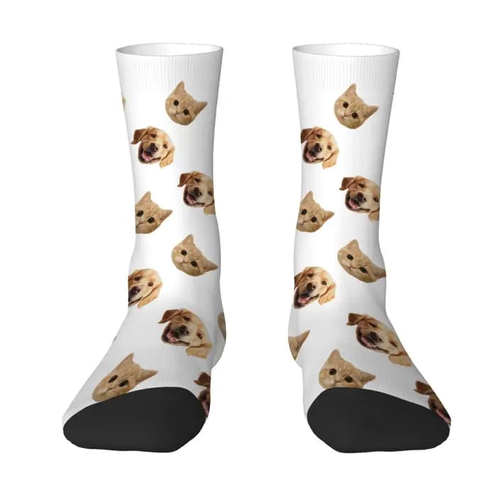 Ensemble de chaussettes personnalisées pour animaux de compagnie, assorties pour les couples, cadeaux personnalisés pour les propriétaires de chiens et de chats, chaussettes amusantes pour hommes impr