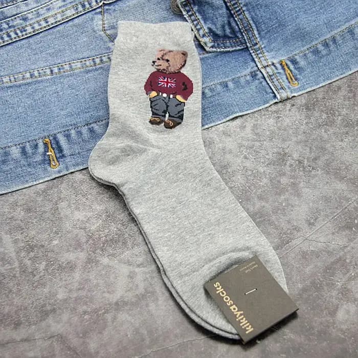 Chaussettes de dessin animé Gentleman Bear pour hommes