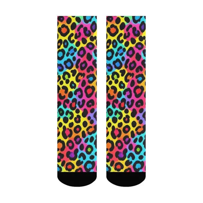 Chaussettes pour hommes à imprimé léopard arc-en-ciel