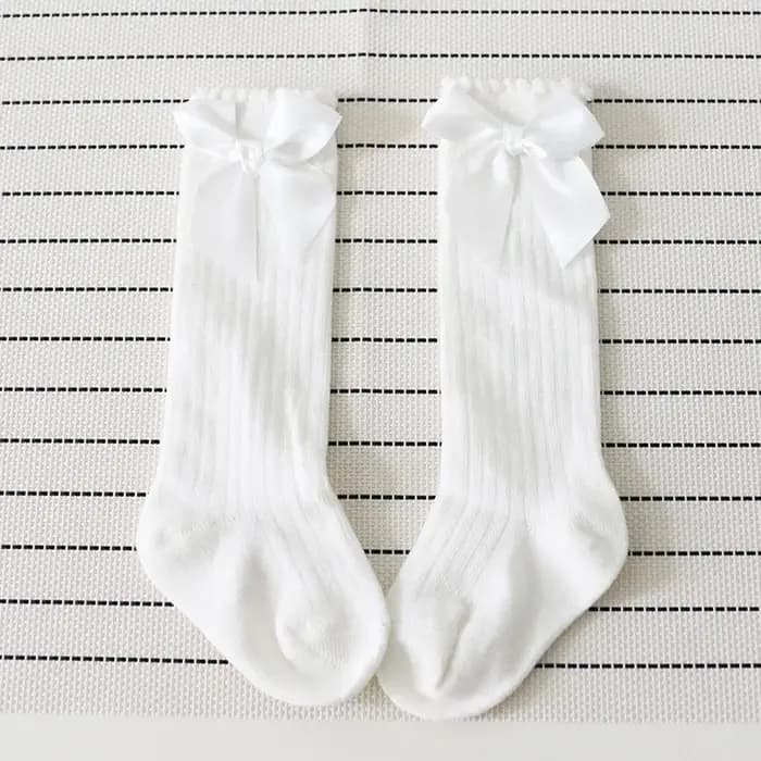 Jolies chaussettes à nœuds pour enfants, style royal, hauteur genoux, pour bébés filles