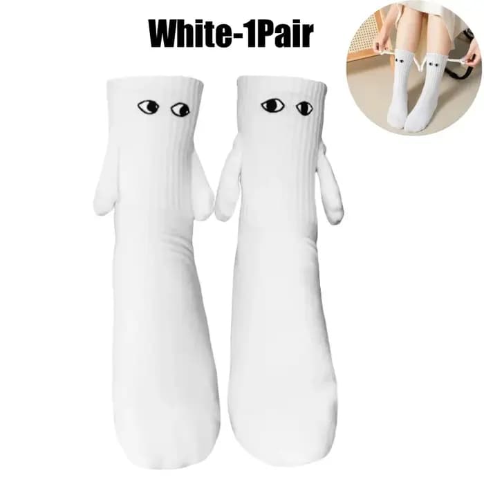 Chaussettes magnétiques pour Couple, chaussettes créatives à grands yeux, bas de dessin animé pour Couples avec main, chaussettes longues de Style Ins, accessoires pour vêtements