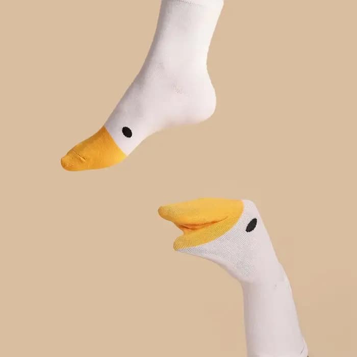 Femmes chaussettes coton mignon Kawaii dessin animé canard imprimé Calcetines Mujer Hip Hop drôle blanc Harajuku fille cadeau Sox Lingerie Skarpetki
