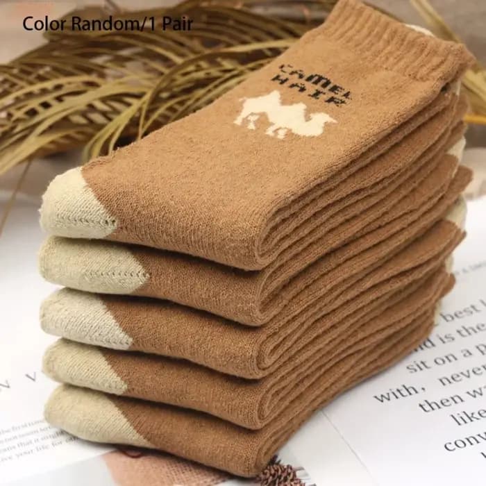Chaussettes épaisses en laine de chameau douce, chaussettes en peluche décontractées, chaussettes d'hiver chaudes, mode, 1 paire