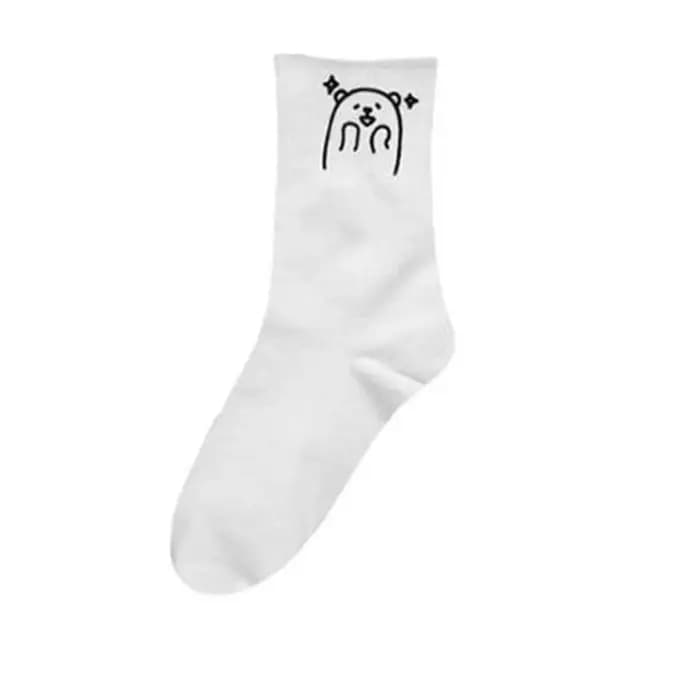 Mode coréenne femmes chaussettes drôle blanc et noir dessin animé ours