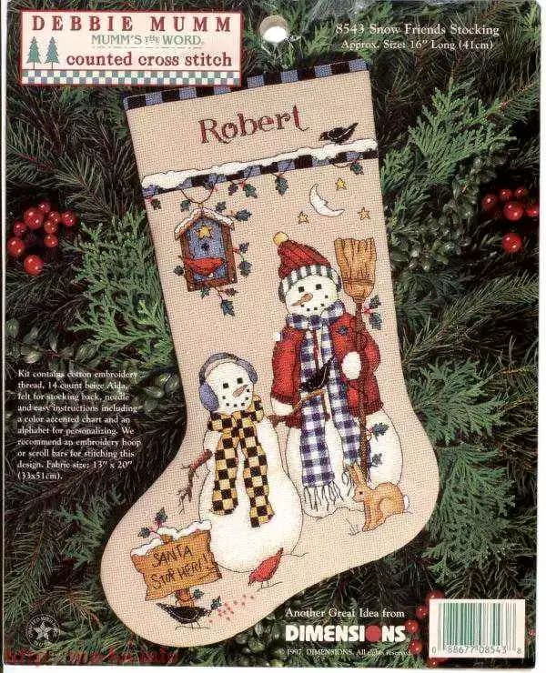 Ensembles de chaussettes de Noël bonhomme de neige, kits de point de croix bricolage, ensembles de c