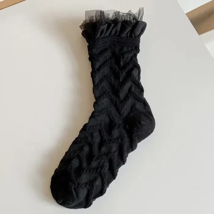 Chaussettes d'été et de printemps pour femmes, en dentelle, à bord roulé, confortables, de haute qualité, style français Sweet Lolita JK, chaussettes polyvalentes en coton perlé pour filles